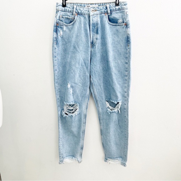 Zara Light Blue Boyfriend Jeans - Picture 1 of 8
